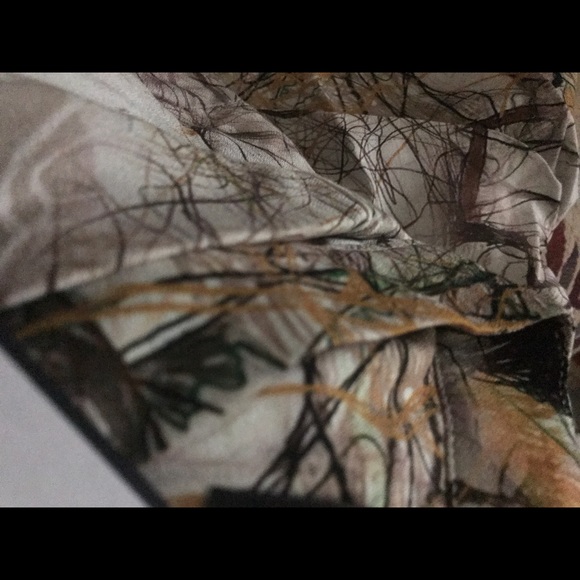 New Hilton Hollis Brown Beige Tan Orange Button Abstract Blouse Tunic Top $380 - Picture 5 of 6